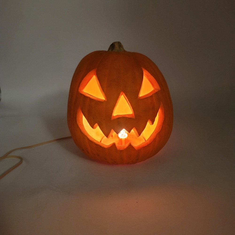 Vintage 1993 Trendmasters Halloween Foam Blow Mold Jack O Lantern Pumpkin Light